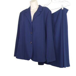 Vintage Sag Harbor Navy Blue 2 pc Blazer and Skirt Suit Set Women Size 16 Work